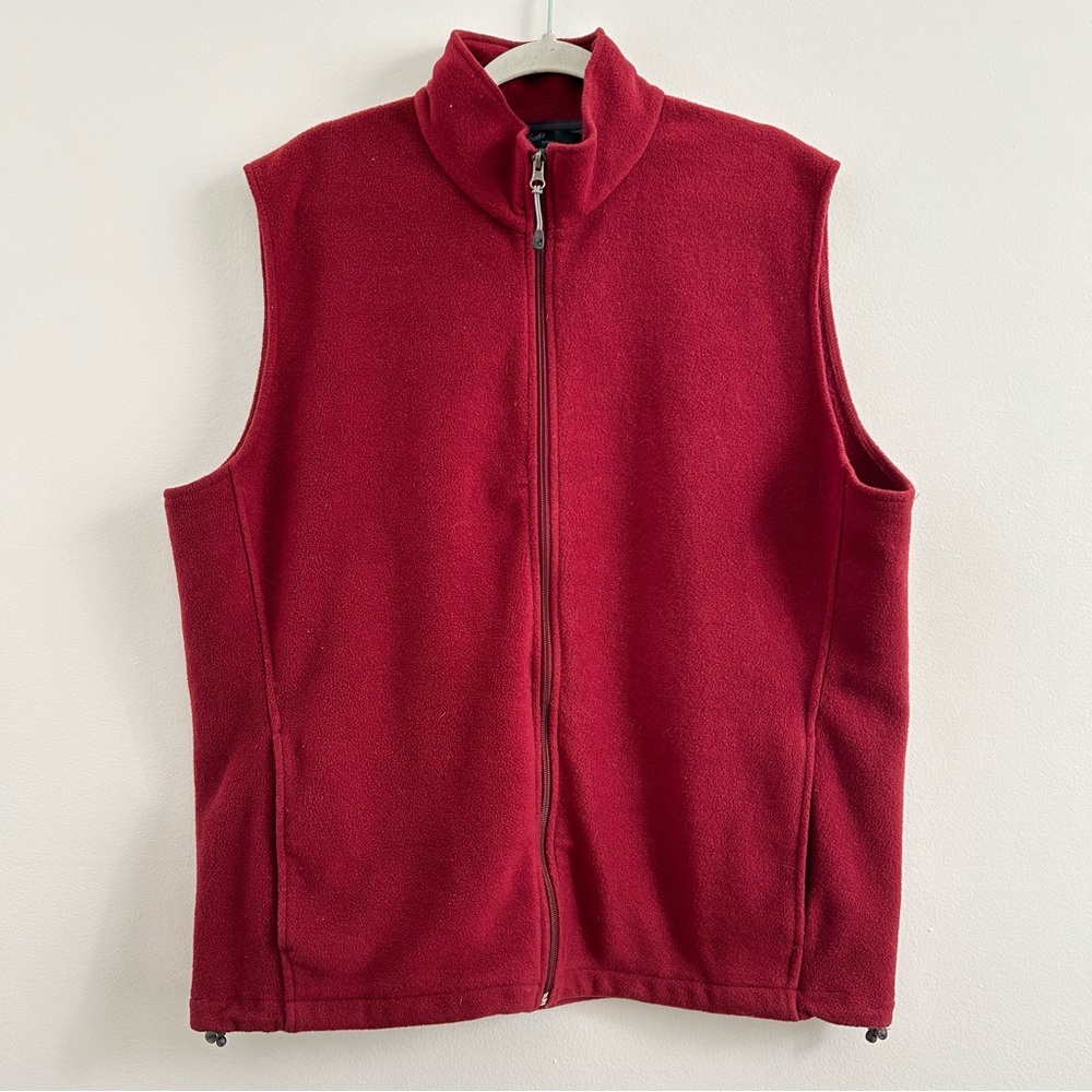 Woolrich Mens Andes Fleece Vest in Red size X-Large Basic Midweight Full-Zip